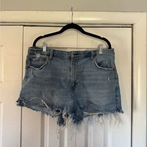 Abercrombie & Fitch Light Blue Distressed Denim Shorts